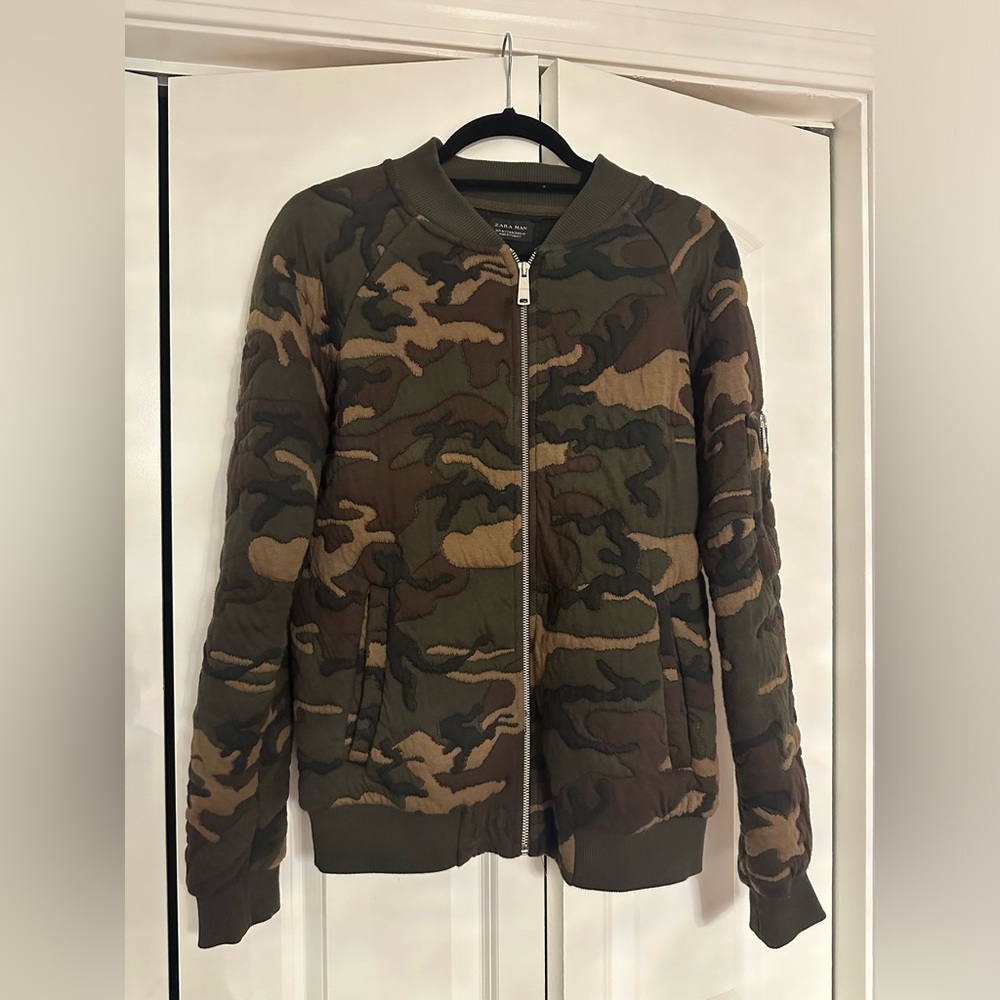 Zara man camo print bomber jacket size medium